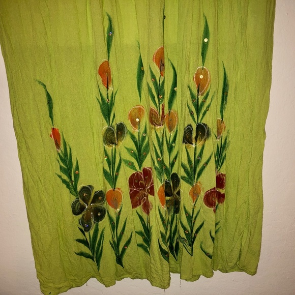 Lime green floral maxi sleeveless dress - Picture 3 of 12